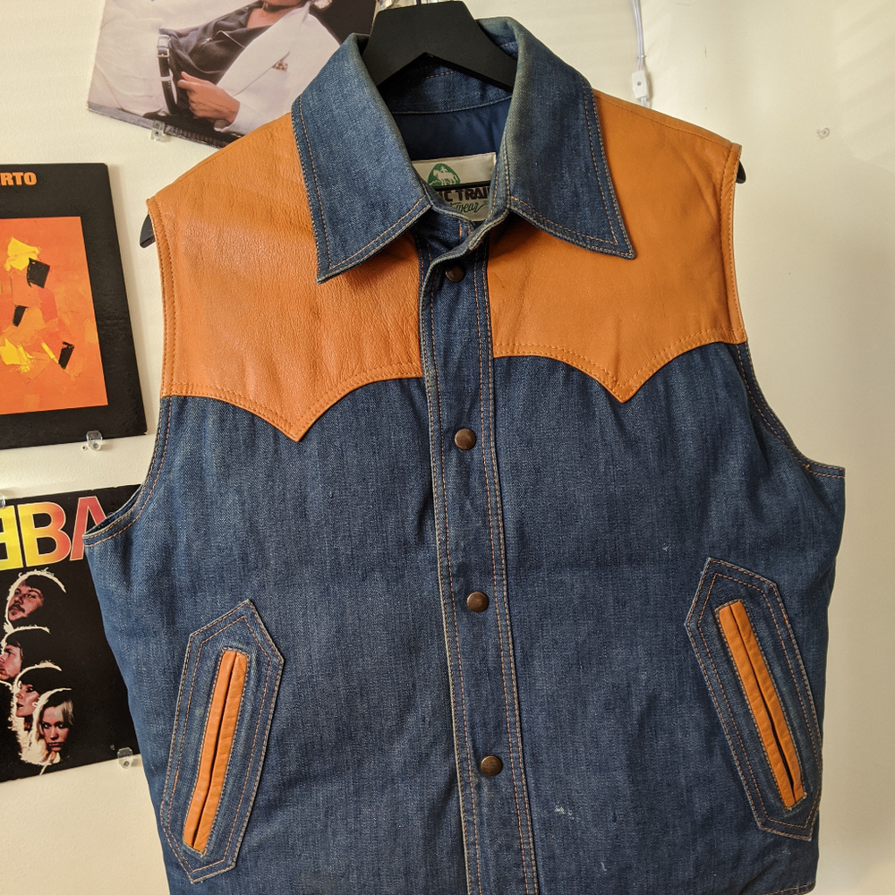 Vintage Denim Insulated Denim Button Down Vest